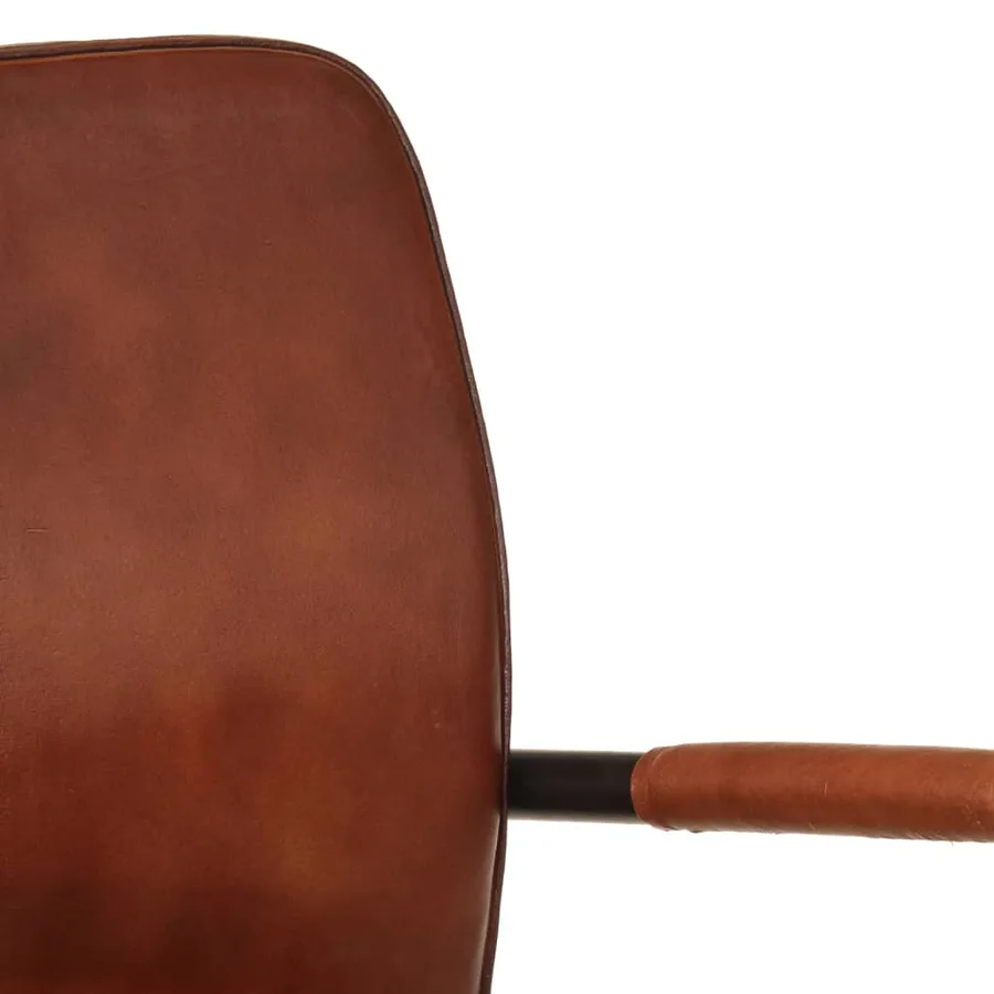 Fauteuil marron cuir véritable - 7