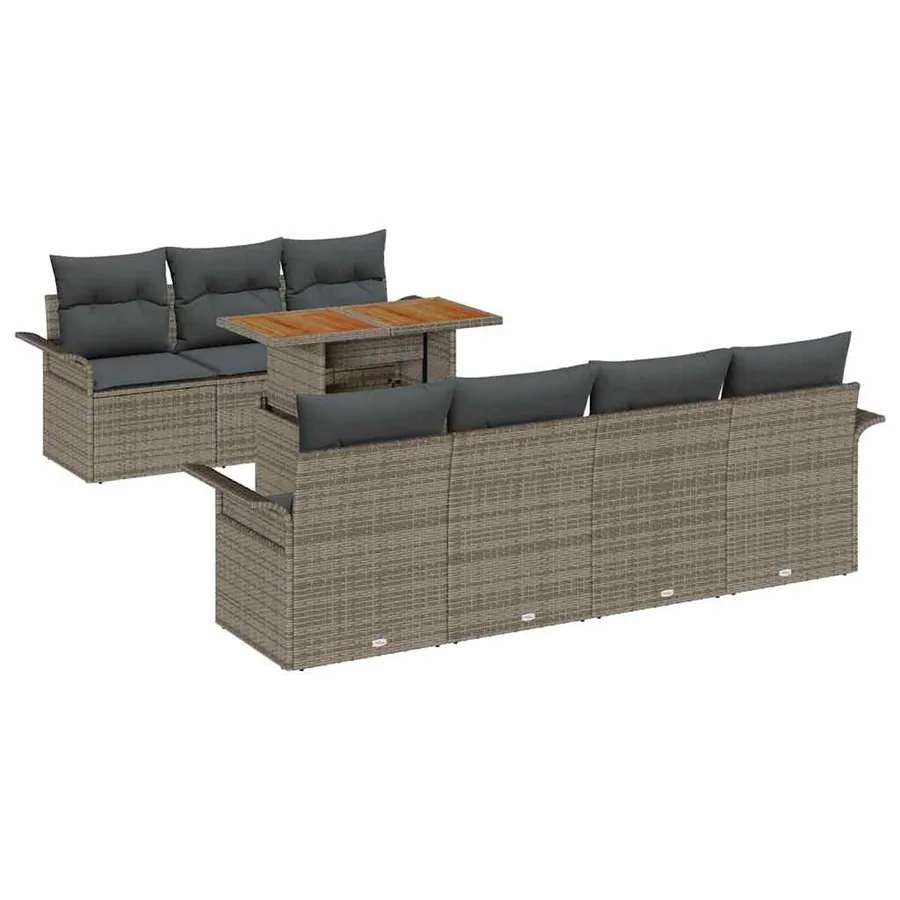 Ensemble de canapé de jardin 8 pcs Gris Poly rotin - 2
