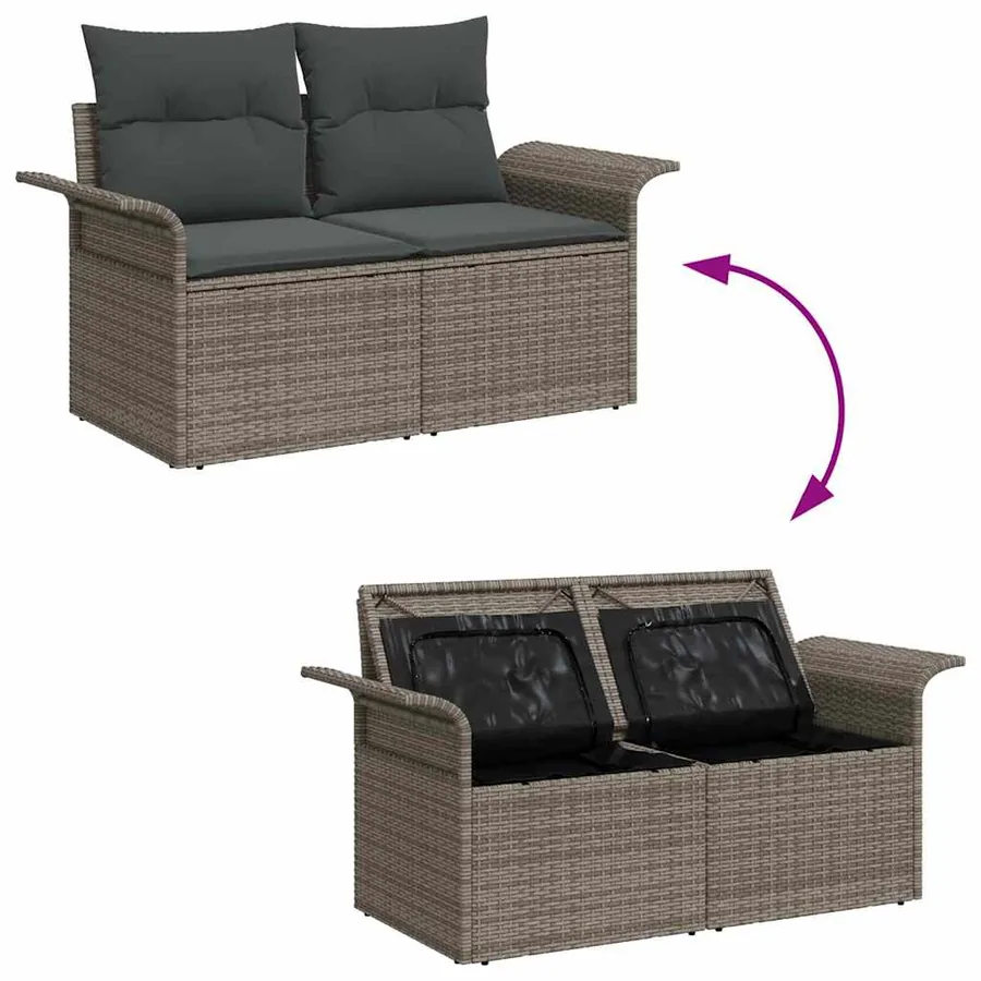 Ensemble de canapé de jardin 8 pcs Gris Poly rotin - 8
