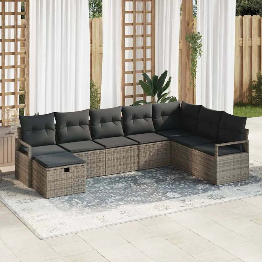 Ensemble de Canapés avec coussin 5 pcs polyrotin
