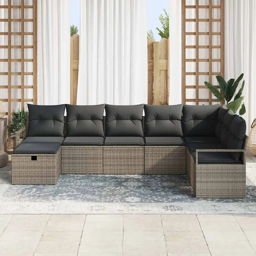 Ensemble de Canapés avec coussin 5 pcs polyrotin - 3