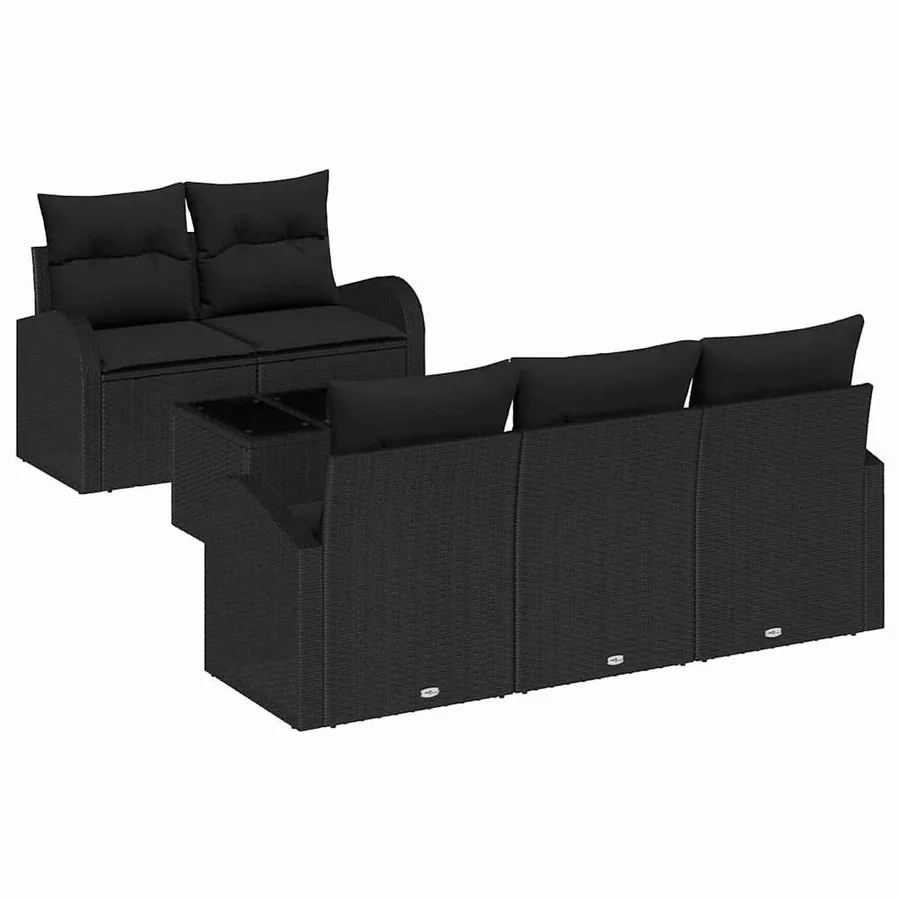 Ensemble de canapé de jardin Noir 55 x 55 x 37 cm polyrotin - 2