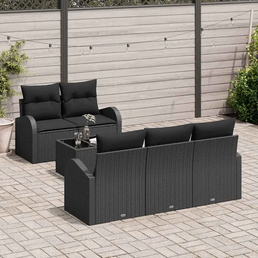 Ensemble de canapé de jardin Noir 55 x 55 x 37 cm polyrotin - 3