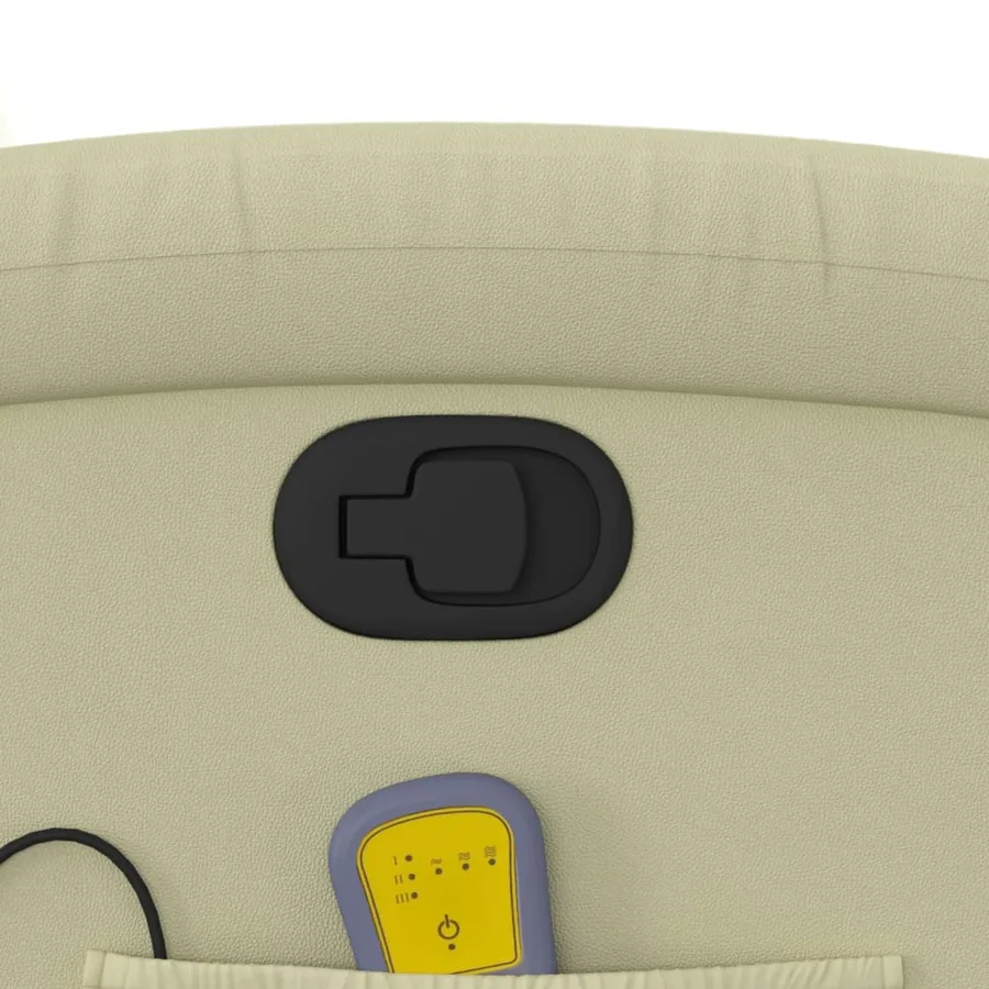Fauteuil de massage inclinable crème cuir véritable - 10