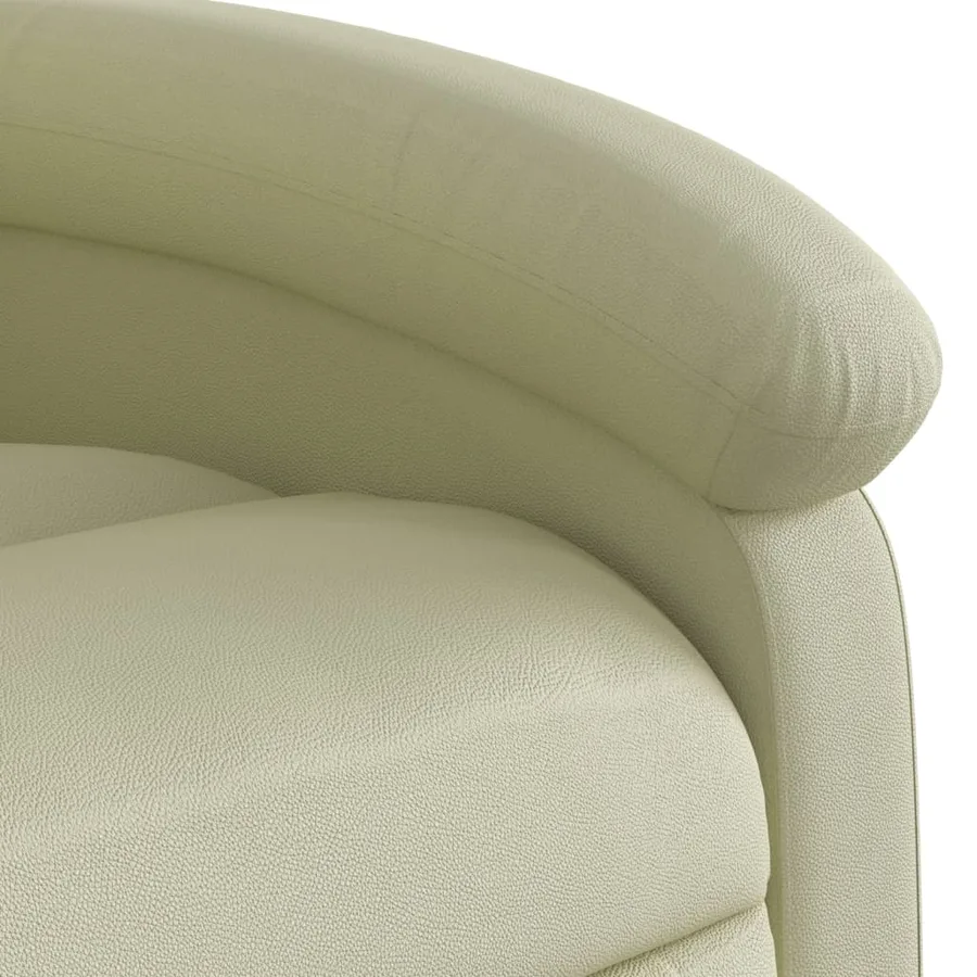 Fauteuil de massage inclinable crème cuir véritable - 9