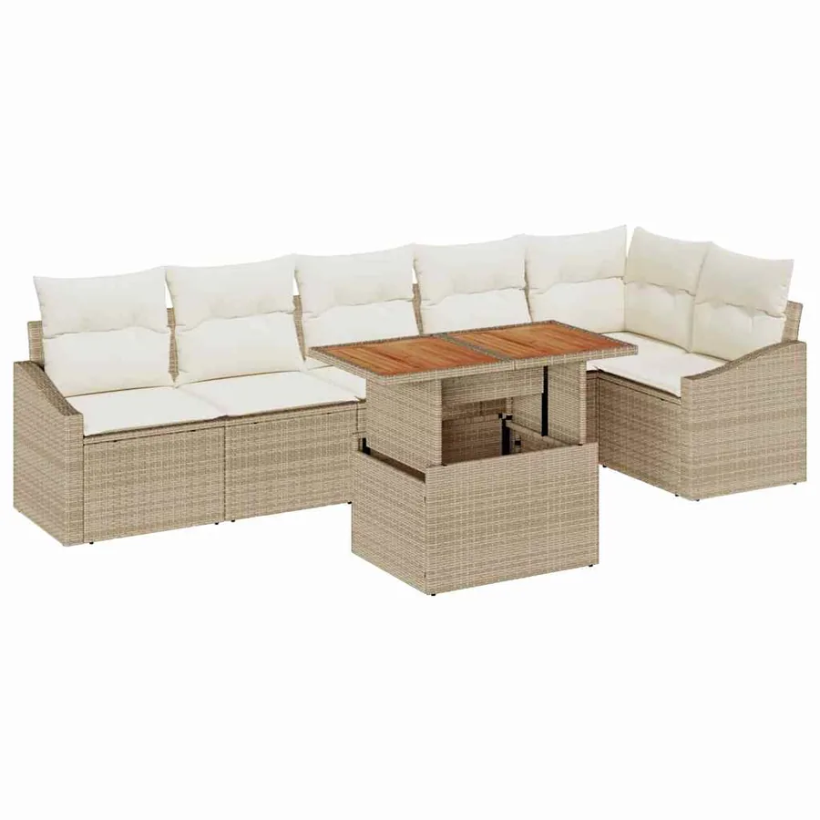 Ensemble de canapé de jardin 7 pc Beige et crème - 2