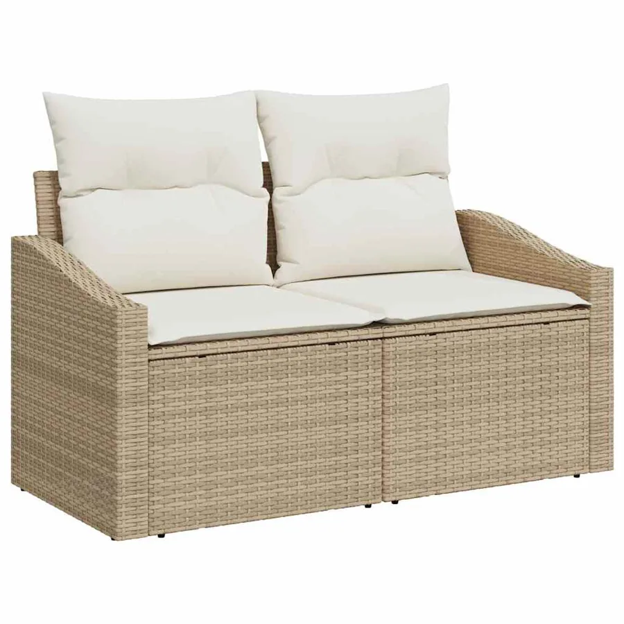 Ensemble de Canapés avec coussin 10 pcs Beige polyrotin - 4
