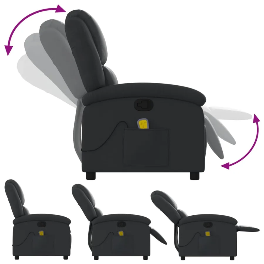 Fauteuil de massage inclinable noir cuir véritable - 5