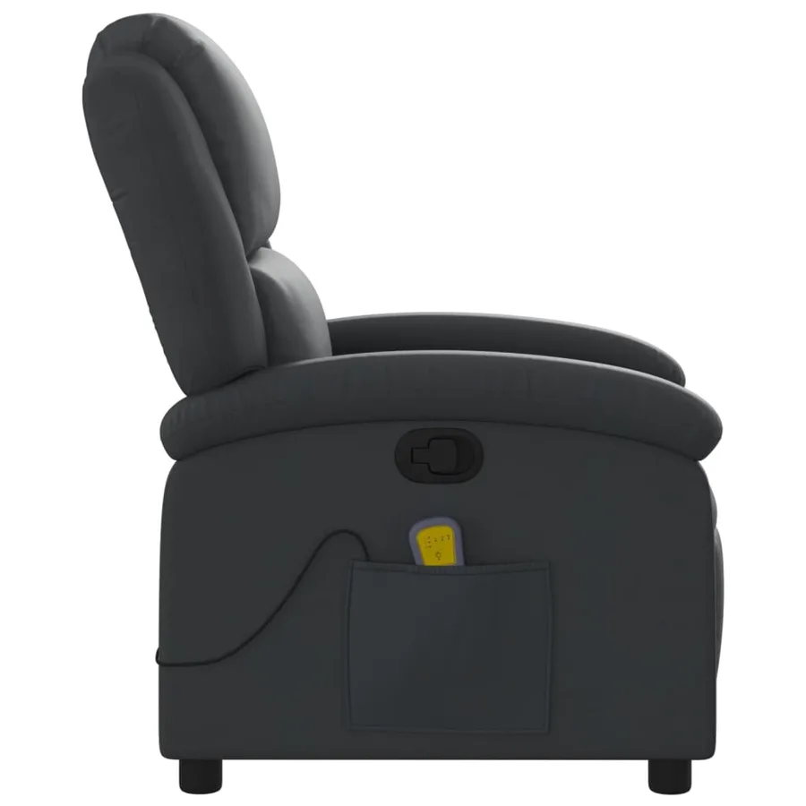 Fauteuil de massage inclinable noir cuir véritable - 8