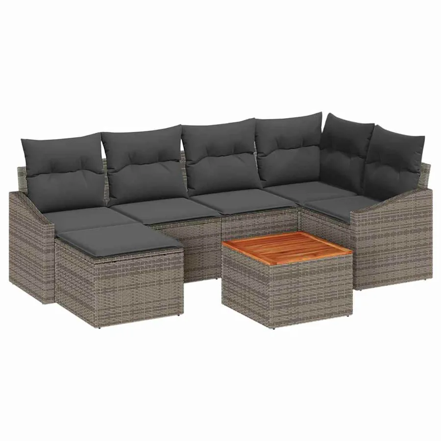 Ensemble de canapé de jardin avec stockage 7 pcs Gris polyrotin - 2