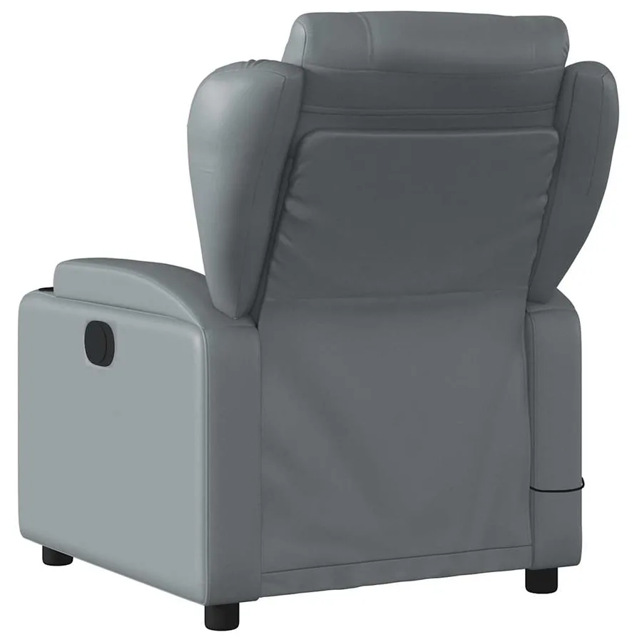 Fauteuil de massage inclinable gris similicuir - 4