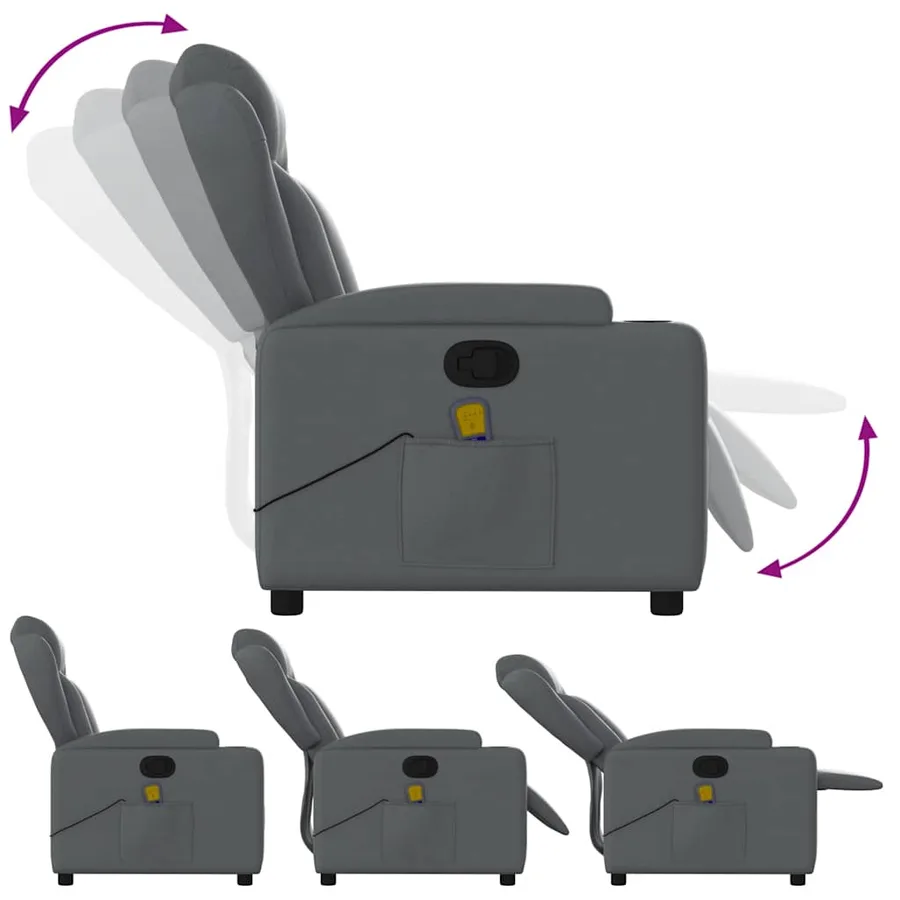 Fauteuil de massage inclinable gris similicuir - 5