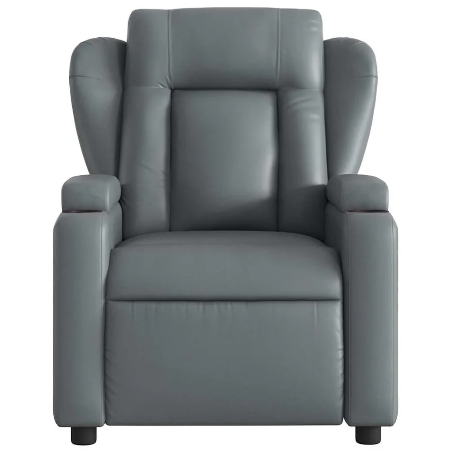 Fauteuil de massage inclinable gris similicuir - 7