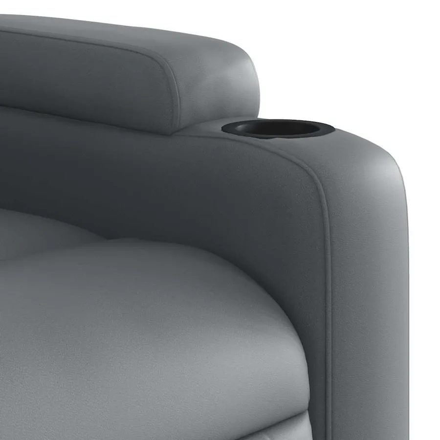 Fauteuil de massage inclinable gris similicuir - 9