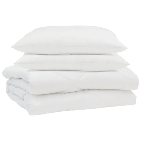 Duvet d'été simple avec oreiller 3 pcs Blanc Microfibre
