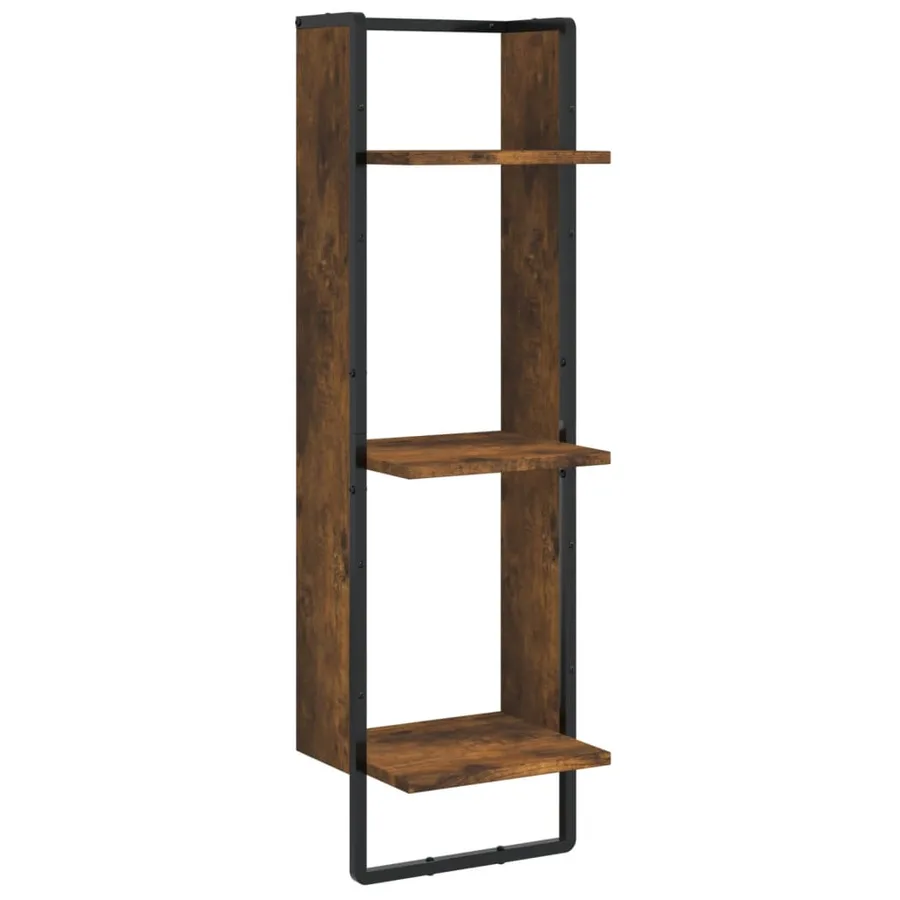 Étagère murale 3 niveaux chêne fumé 30x25x100cm bois ingénierie - 2