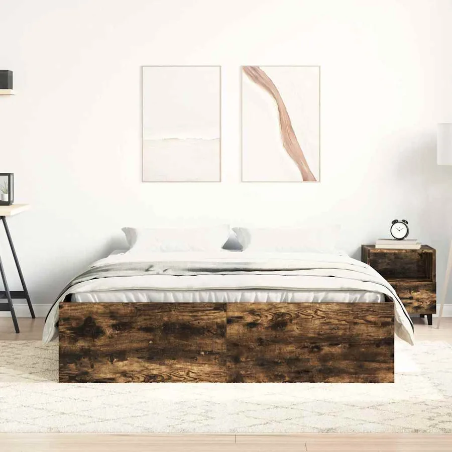 Cadre de lit sans matelas chêne fumé 160x200 cm - 3