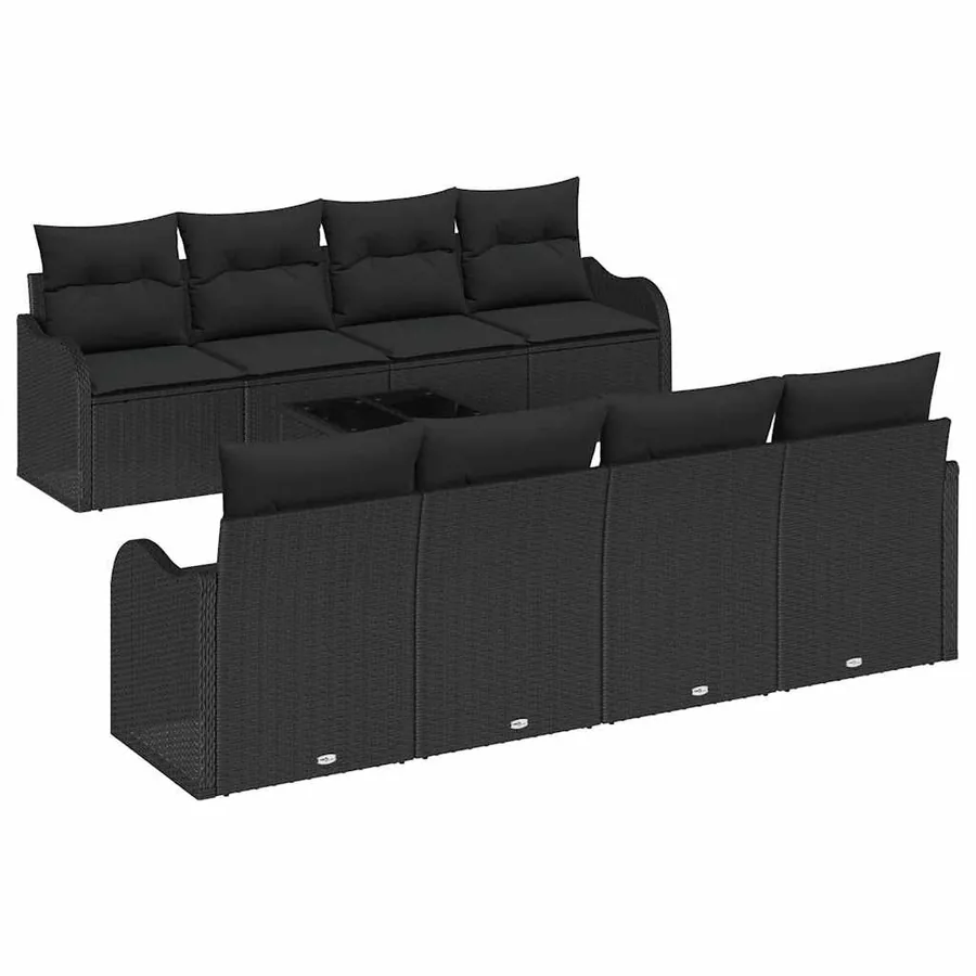 Ensemble de canapé de jardin Noir 55 x 55 x 37 cm polyrotin - 2