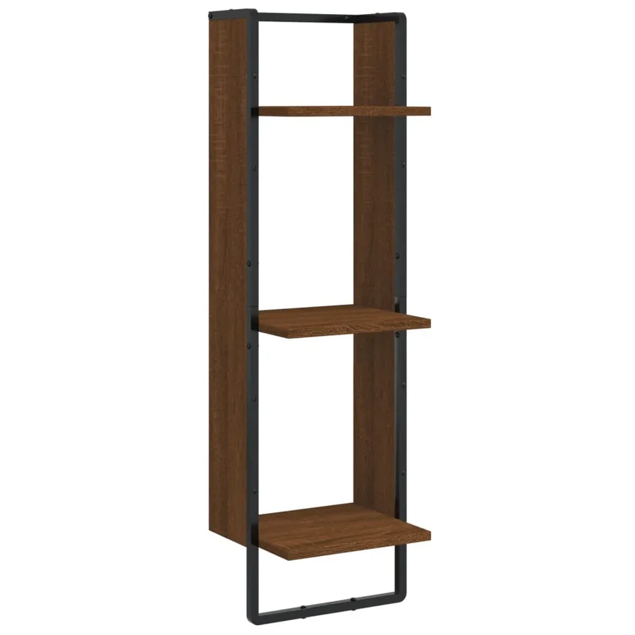 Étagère murale 3 niveaux chêne marron 30x25x100 cm - 2
