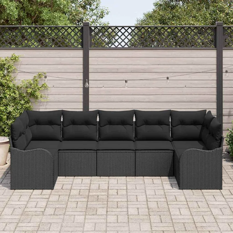 Ensemble de canapé de jardin Noir polyrotin