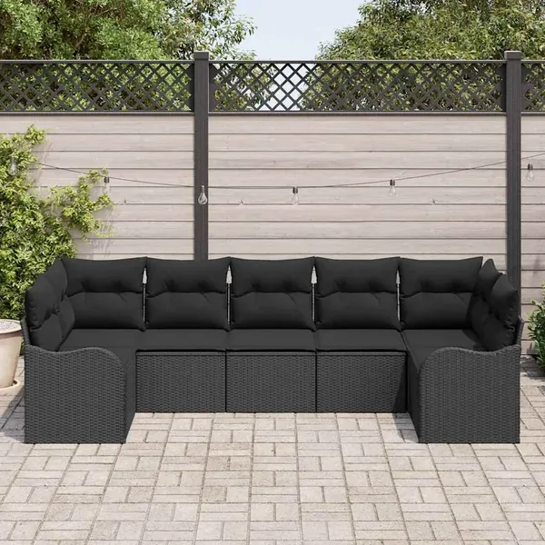 Ensemble de canapé de jardin Noir polyrotin