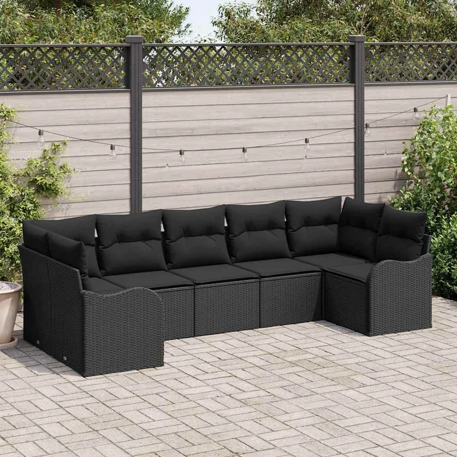 Ensemble de canapé de jardin Noir polyrotin - 3