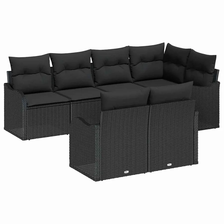 Ensemble de canapé de jardin Noir polyrotin - 2