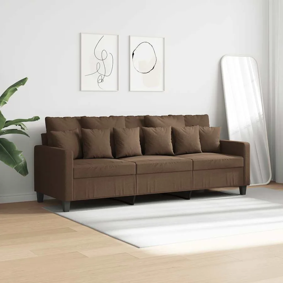 Canapé à 3 places Marron 180 cm Tissu - 3