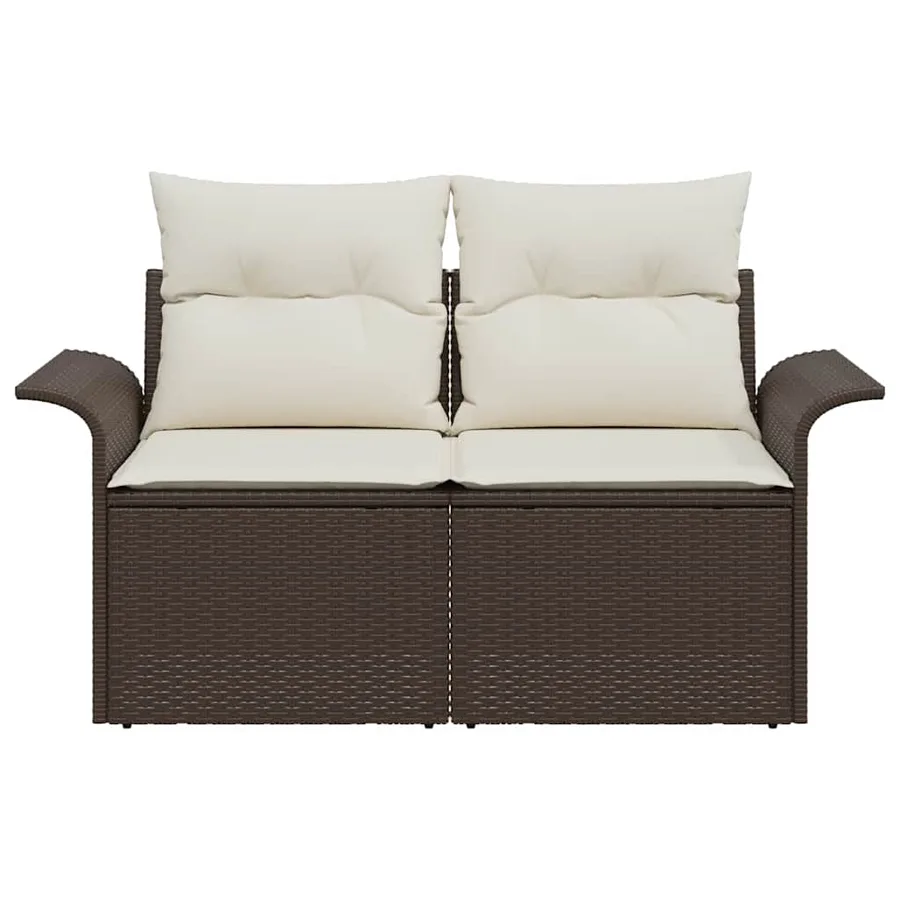 Canapé de jardin avec coussin Marron 141 x 62 x 69 cm polyrotin - 4