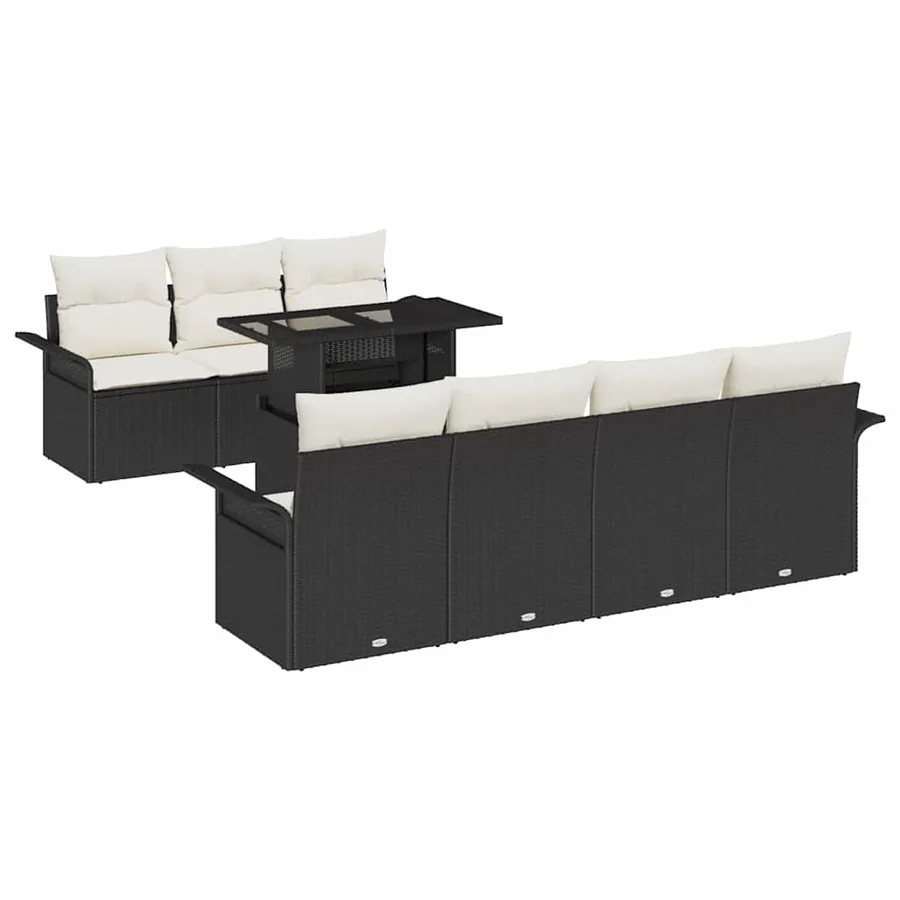 Ensemble de canapé de jardin avec coussin 8 pcs Noir polyrotin - 2