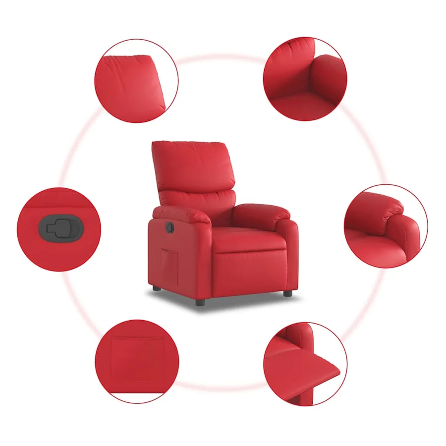 Fauteuil inclinable Rouge Similicuir - 7
