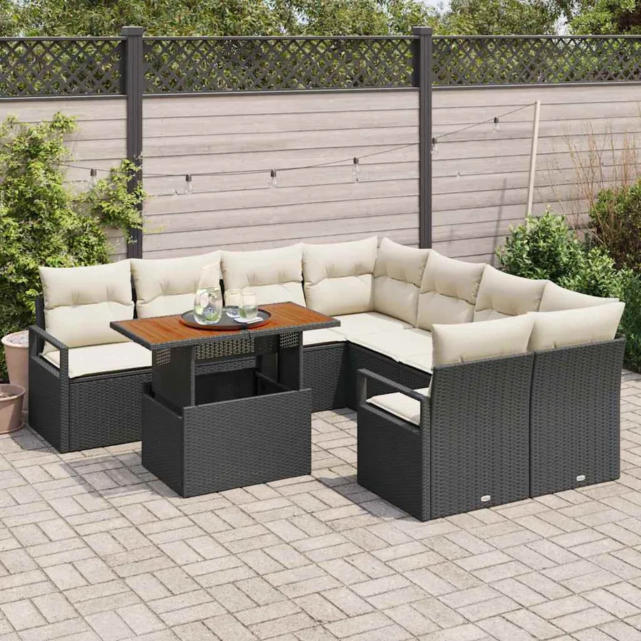 Ensemble de canapé de jardin 9 pc 8-Nombre de places - 3