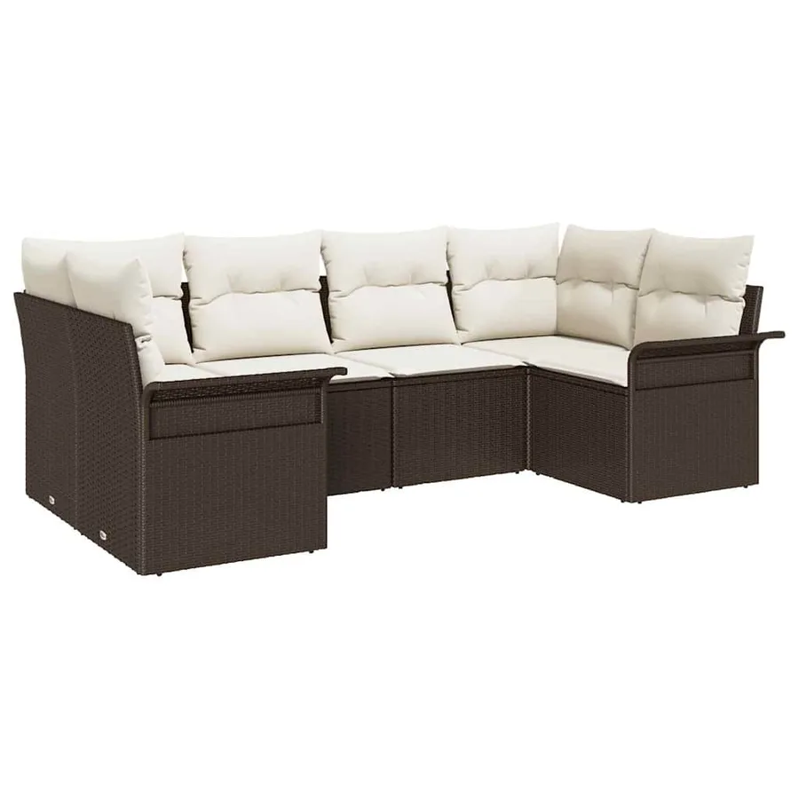 Ensemble de canapé de jardin 6 pcs Marron Poly rotin - 2