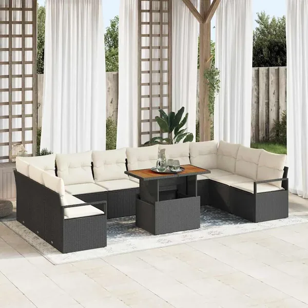 Ensemble de canapé de jardin 11 pc 10-Nombre de places