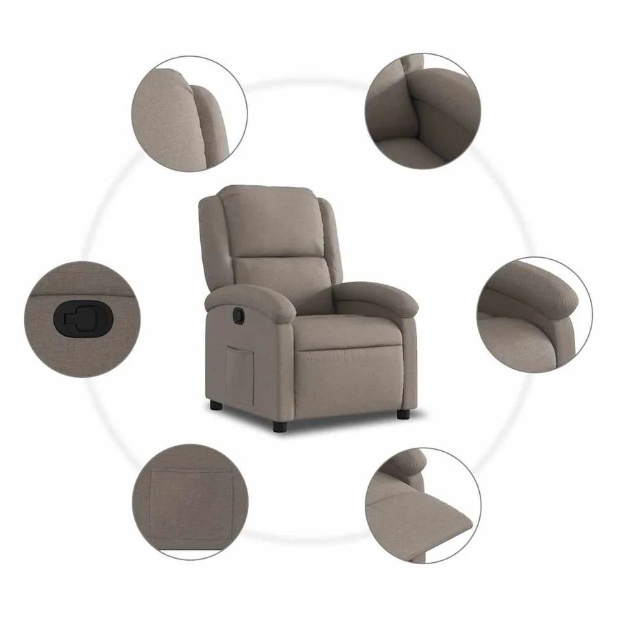Fauteuil inclinable Taupe Tissu - 7