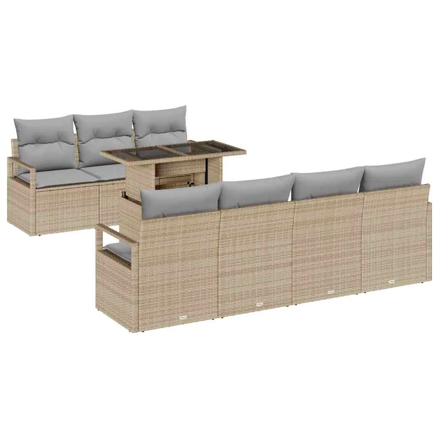 Ensemble de canapé de jardin 8 pcs Beige et gris clair - 2