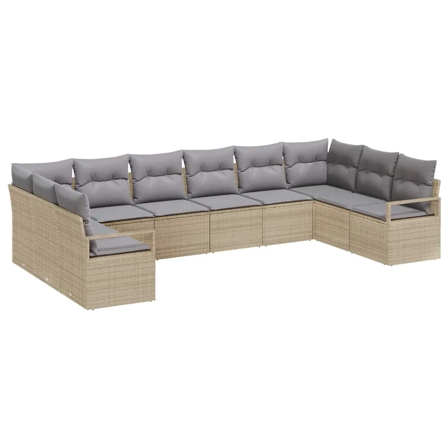 Ensemble de Canapés avec coussin 10 pcs Beige polyrotin - 2