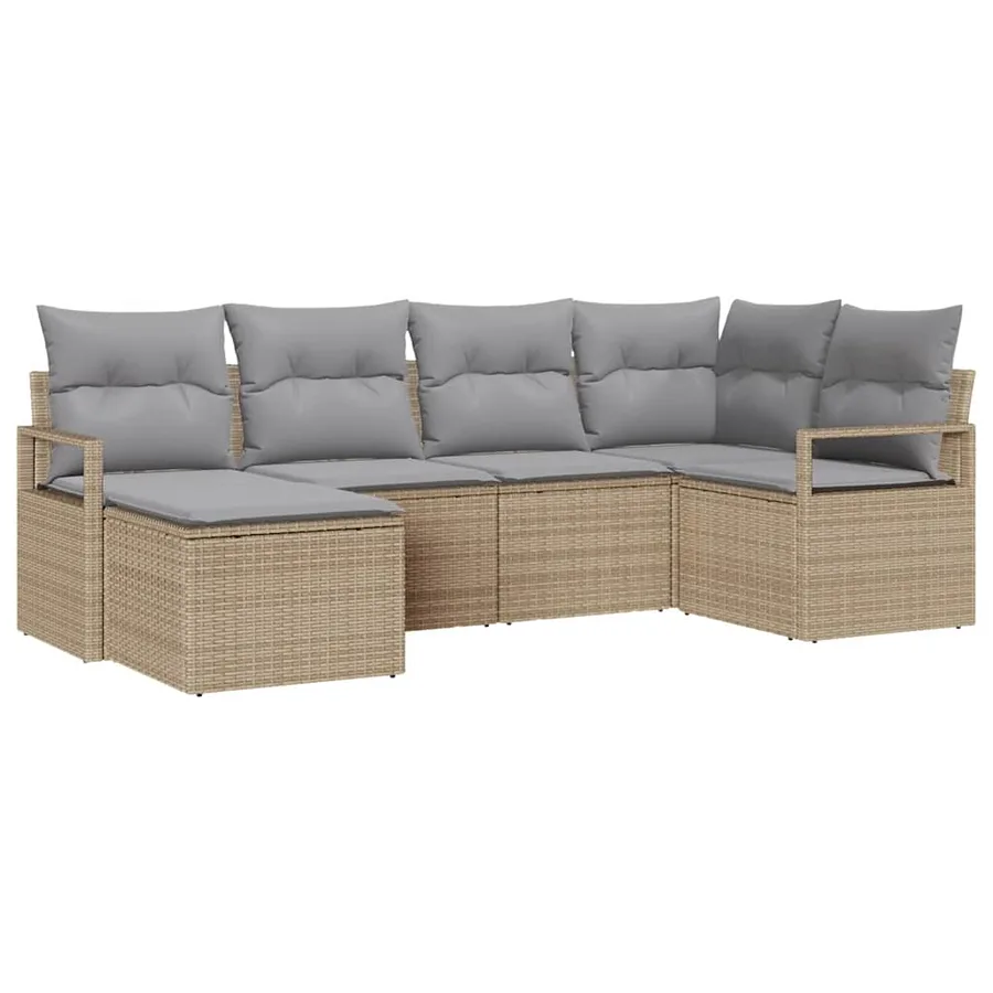 Ensemble de Canapés avec coussin 6 pcs Beige polyrotin - 2