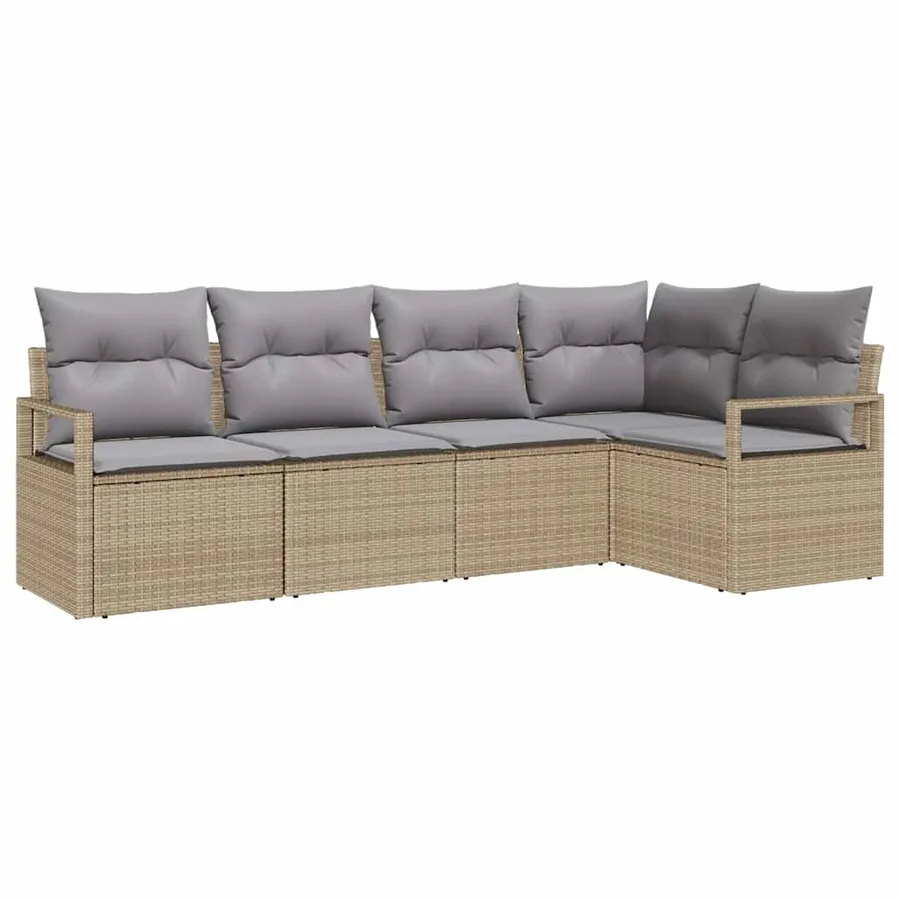 Ensemble de Canapés avec coussin 5 pcs Beige polyrotin - 2