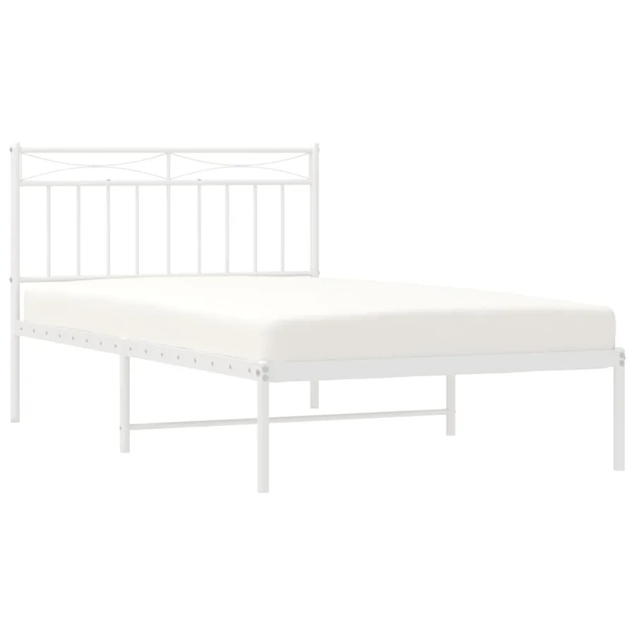 Cadre de lit métal sans matelas et tête de lit blanc 107x203 cm - 3