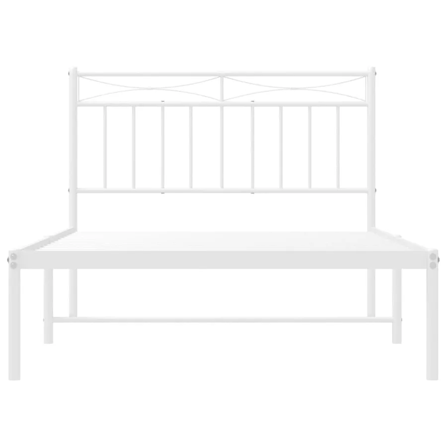 Cadre de lit métal sans matelas et tête de lit blanc 107x203 cm - 5