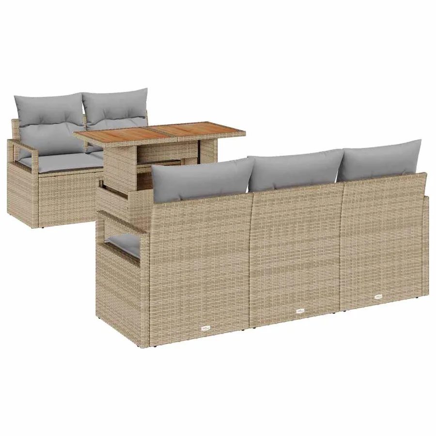 Ensemble de canapé de jardin 6 pcs beige et gris clair - 2