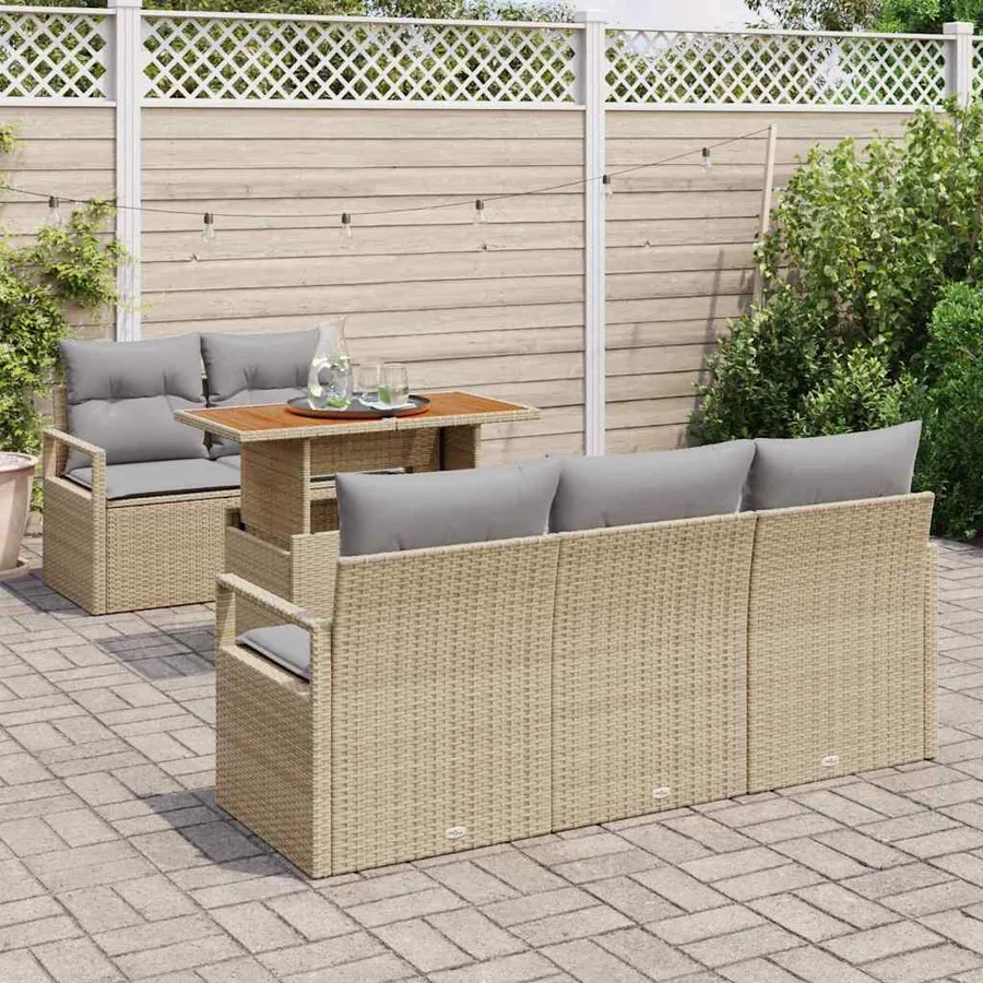 Ensemble de canapé de jardin 6 pcs beige et gris clair - 3
