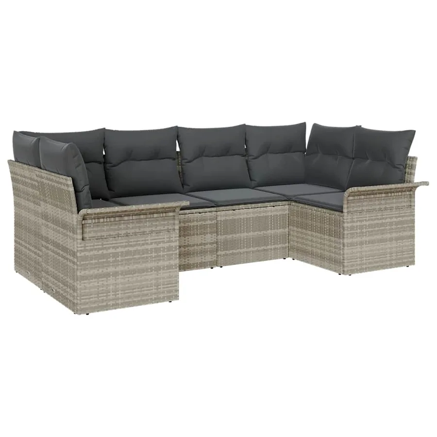 Ensemble de canapé de jardin 6 pcs Gris clair Poly rotin - 2