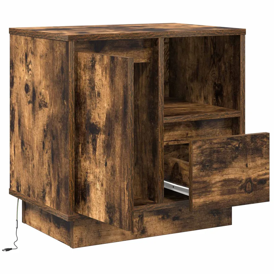 Cabinet de chevet avec tiroir Chêne fumé 50 x 34,5 x 50 cm. - 5