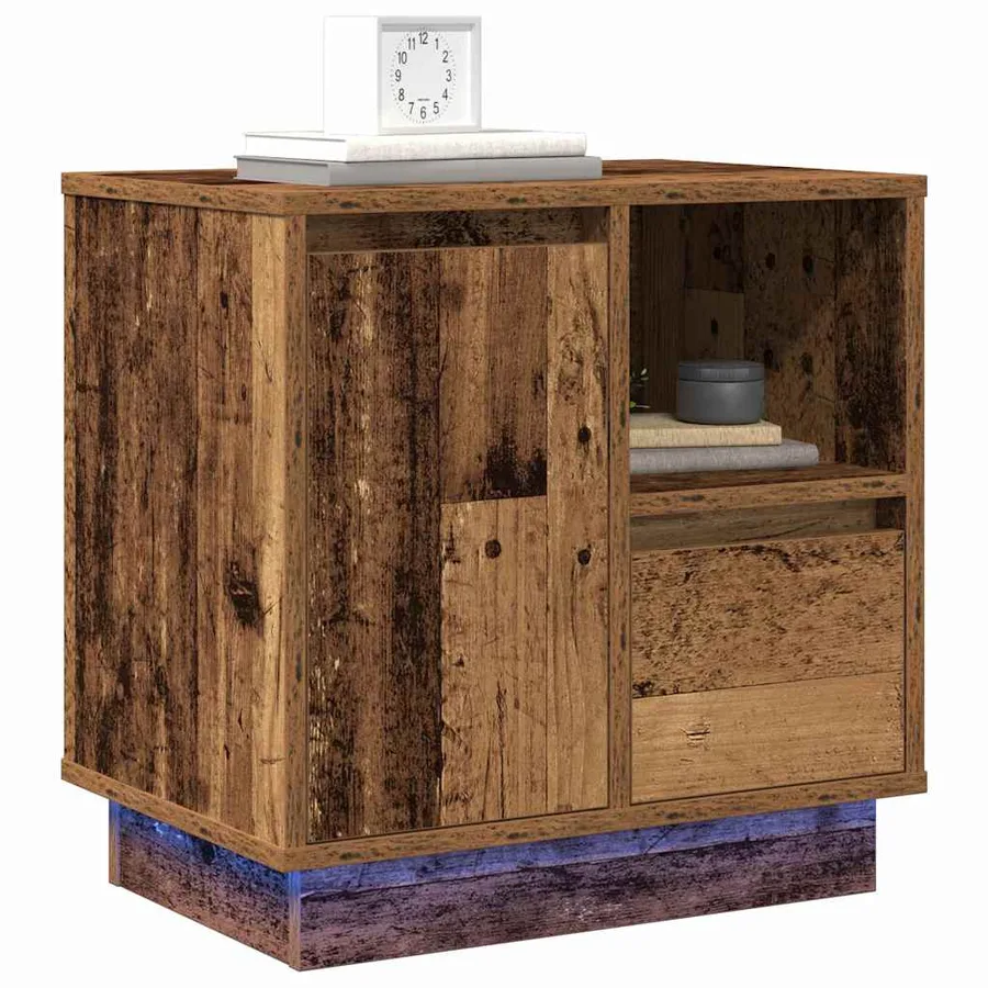 Cabinet de chevet avec tiroir Bois ancien 50 x 34,5 x 50 cm. - 3