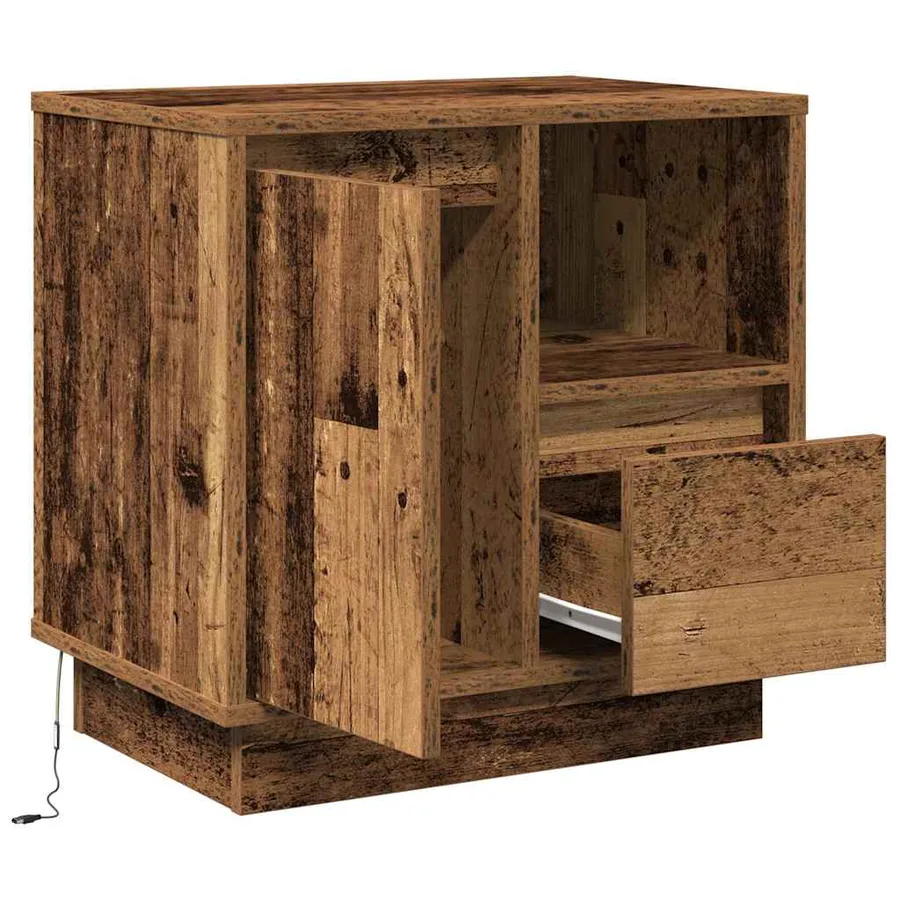 Cabinet de chevet avec tiroir Bois ancien 50 x 34,5 x 50 cm. - 6