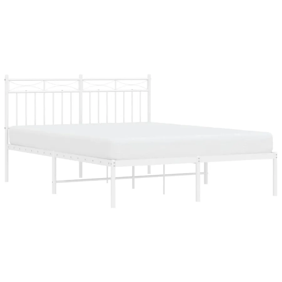 Cadre de lit métal sans matelas et tête de lit blanc 140x200 cm - 3
