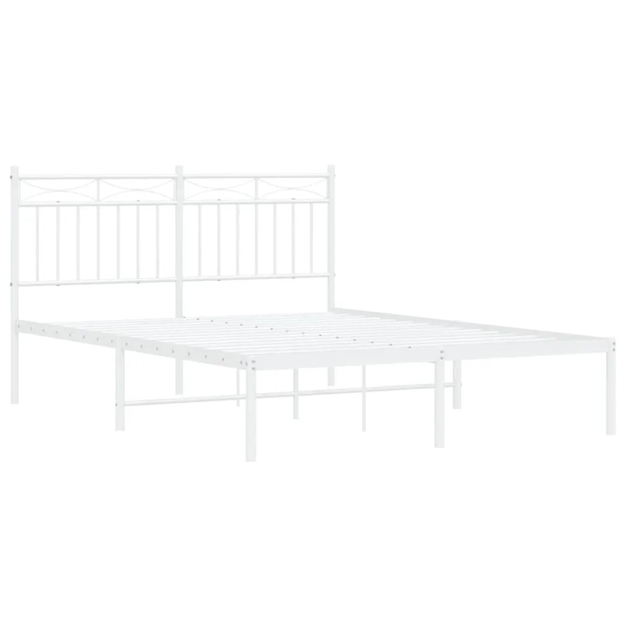 Cadre de lit métal sans matelas et tête de lit blanc 140x200 cm - 4