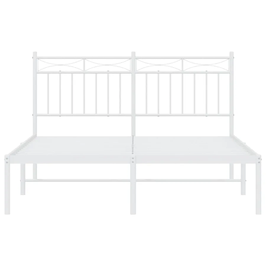 Cadre de lit métal sans matelas et tête de lit blanc 140x200 cm - 5